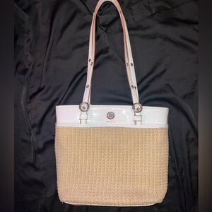 Shoulder Bag Anne Klein Raffia Pocket Tote